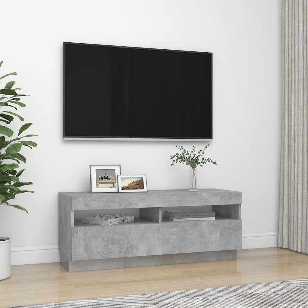 Vidaxl Szafka Pod Tv Z Oświetleniem Led, Szarość Betonu, 100X35X40 Cm