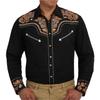 Men's Western Shirt Long Sleeve Embroidered Vintage Party Top with Decorative Pattern Fit Costume