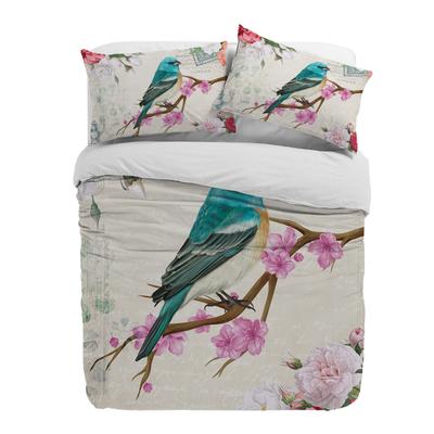 Housse de couette vintage fleurs oiseaux avec taie d'oreiller ensemble de literie 3 pièces personnalisé housse de couette lit double textile de maison