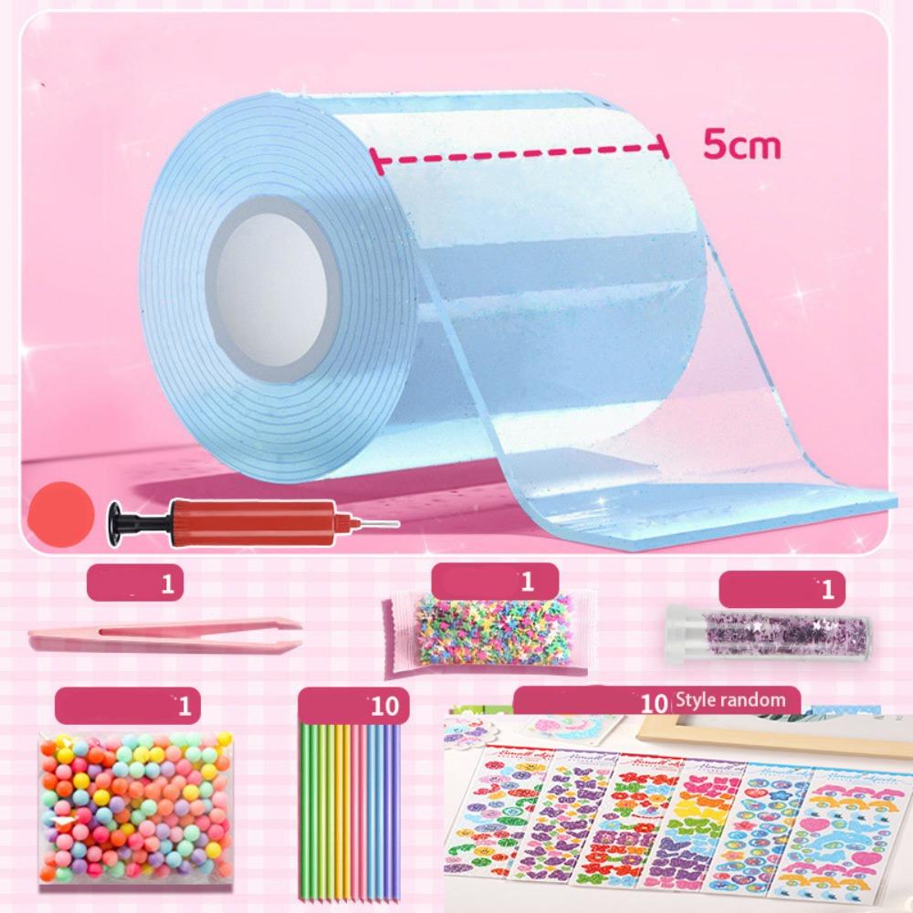 Transparent Blowing Bubble Full Set Reusable Nano Tape Crafts Nano Tape Toys School Supplies