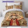 One Piece Muster Bettwäsche Steppdecke Set Bettbezug Kissenbezug Zuhause Geburtstagsgeschenk(1 Bettbezug + 2 Kissenbezüge, ohne Füllung)