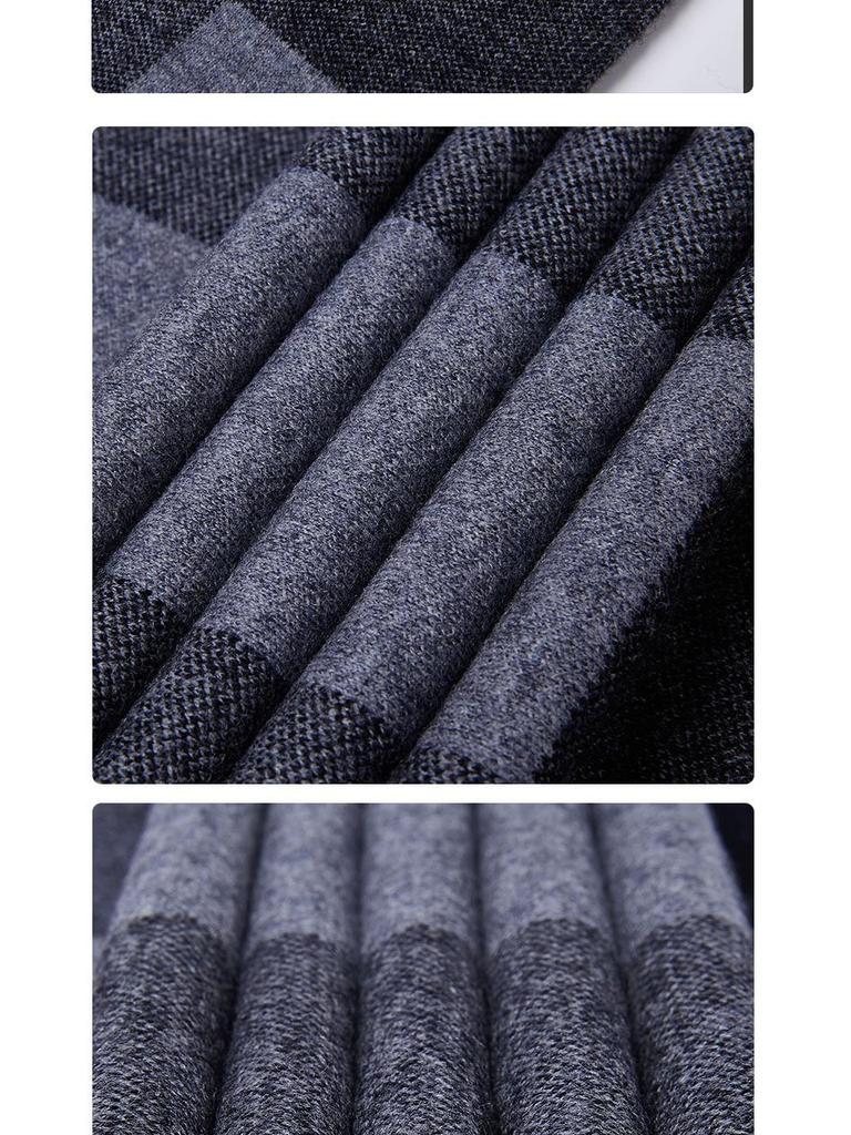 100% Pure Wool Men's Knitted Scarf - New Autumn/Winter Korean Style, All-Match Thick Warm Neck Scarf, Gift Box Included