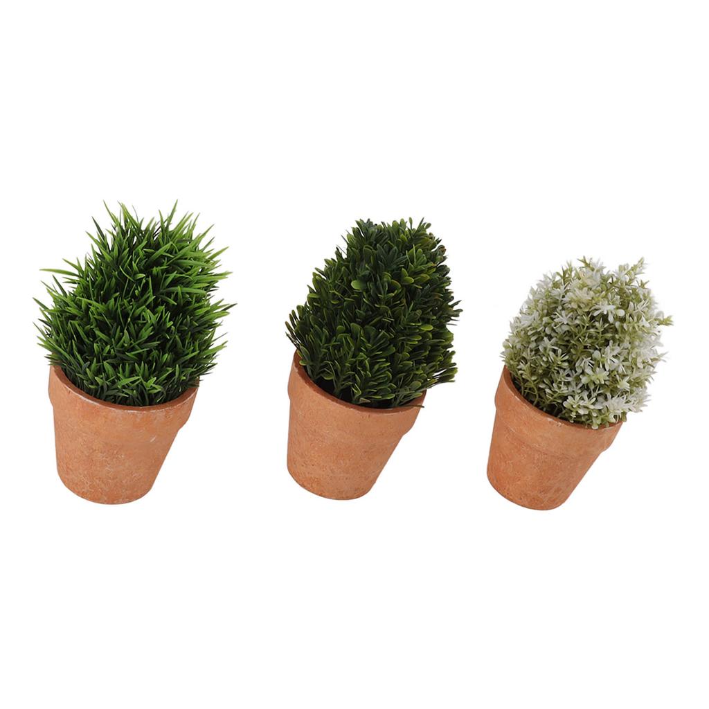 3PCS Artificial Potted Plants Set Plastic Indoor Small Fake Greenery Potted Plants for Home