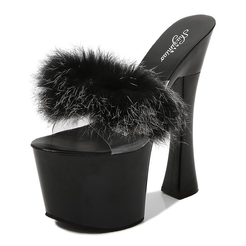 

Сексуальные тапочки на платформе и меховые тапочки для ночного клуба 40 чёрный