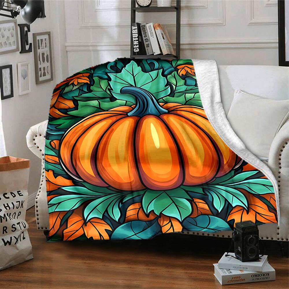 1pc Pumpkin Halloween Blanket, Lightweight Flannel Throw Blanket for Sofa, Bed, Travel, Camping, Living Room, Office, Couch, Chair, and Bed