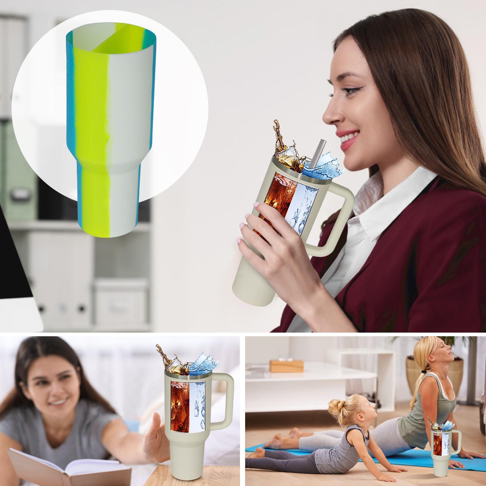 

2-в-1 силиконовый разделитель для напитков, совместимый с 40 унциями, аксессуар, многоразовый вкладыш для холодных напитков: кофе, сока, коктейлей, виски One Size синий