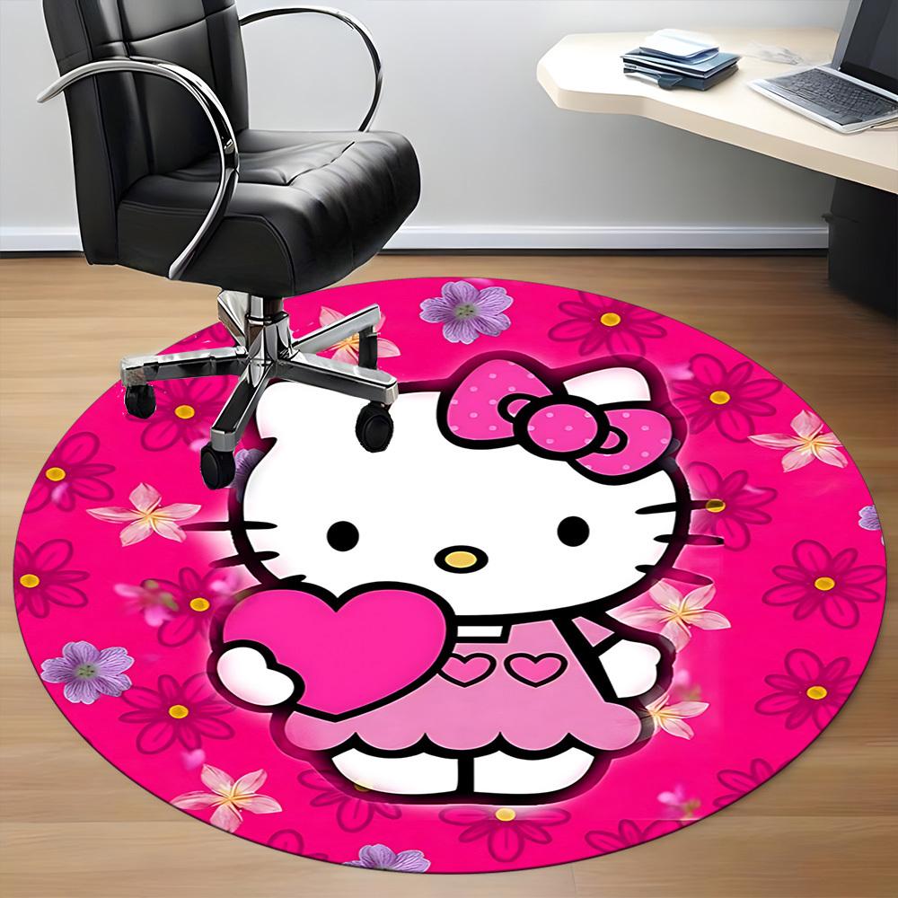 Hello Kitty Flowers Office Round Area Rug,  Under Office Chairs Bedroom Living Room Home Decor a0908152