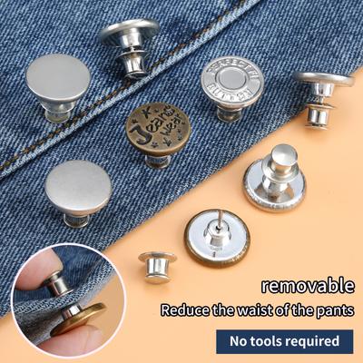 6 STÜCKE-Jeans Taillenknöpfe Nagelfrei Verstellbare Taillenverlängerungsknöpfe Abnehmbare Kleidung Hosen Taillenschnalle