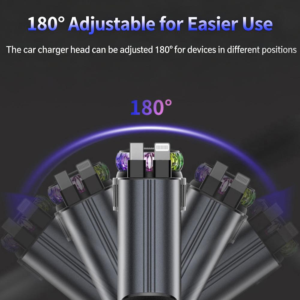 3-IN-1 120W PD Autolader, Type C Snellader Auto Aroma Diffuser Sfeerverlichting Auto Interieur LED Verlichting