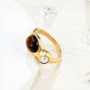 Retro Pearl Natural Stone Ring, Female Niche Popular Stainless Steel Color-plated Ring Jewelry
