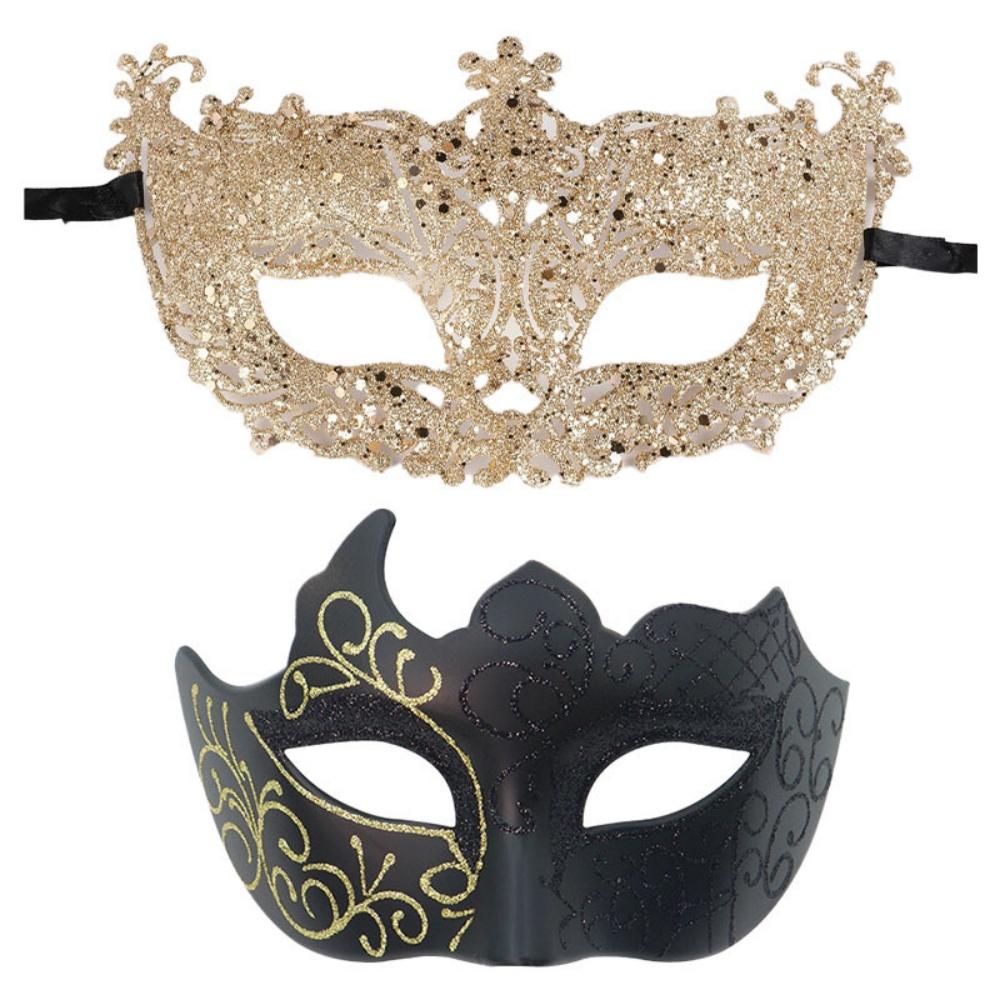 Painted Couple Masks Venetian Masquerade Party Mask Plastic Eye Mask Carnival Performance Party Dance Costume Cosplay Accessorie