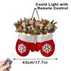Twinkling Christmas Mitten Wreath With 120 LED Lights & 10H Auto Timer,Christmas Wreath Front Door Artificial Garland