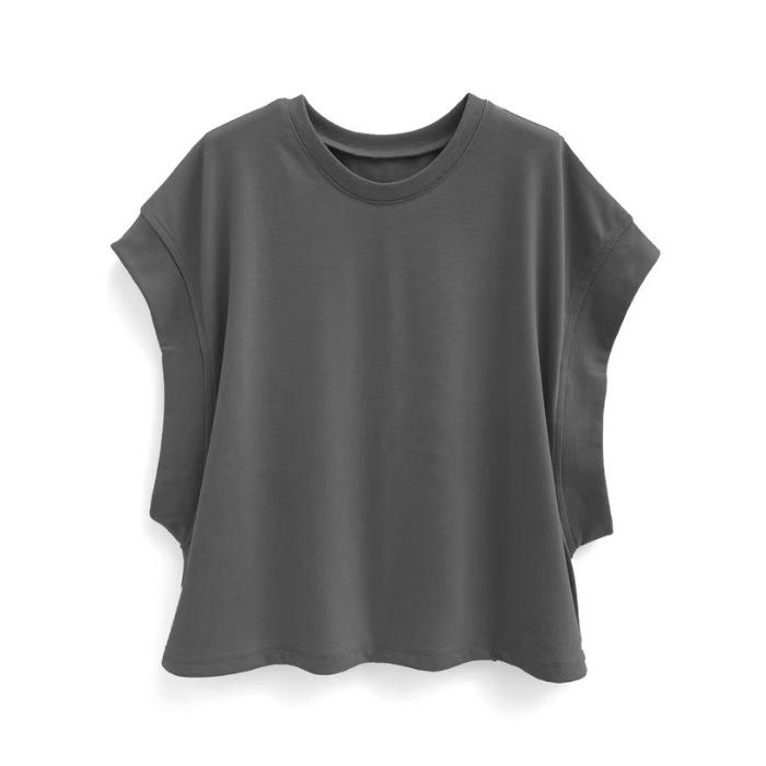 

Sleeve T-shirt women s black color summer new black top trend average size сірий колір