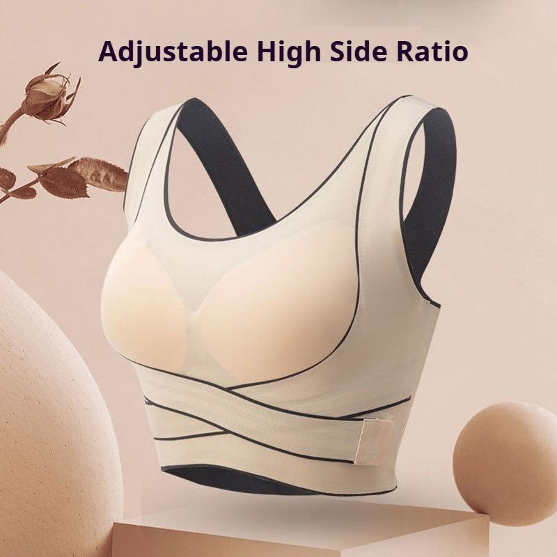 Front-hook Back-friendly Plus-size Thin Bra with No Underwire Push-up and Adjustable Vest for Sports