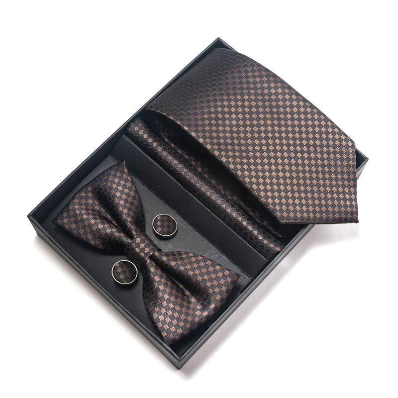Set de 6 piezas, Corbata de Vestir de Negocios 8 cm Corbata para Hombre Set de Pajarita Caja de Regalo.