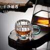 High-grade turquoise teacup women's thickened faceted high-value office teacup crystal glass teacup tea cup