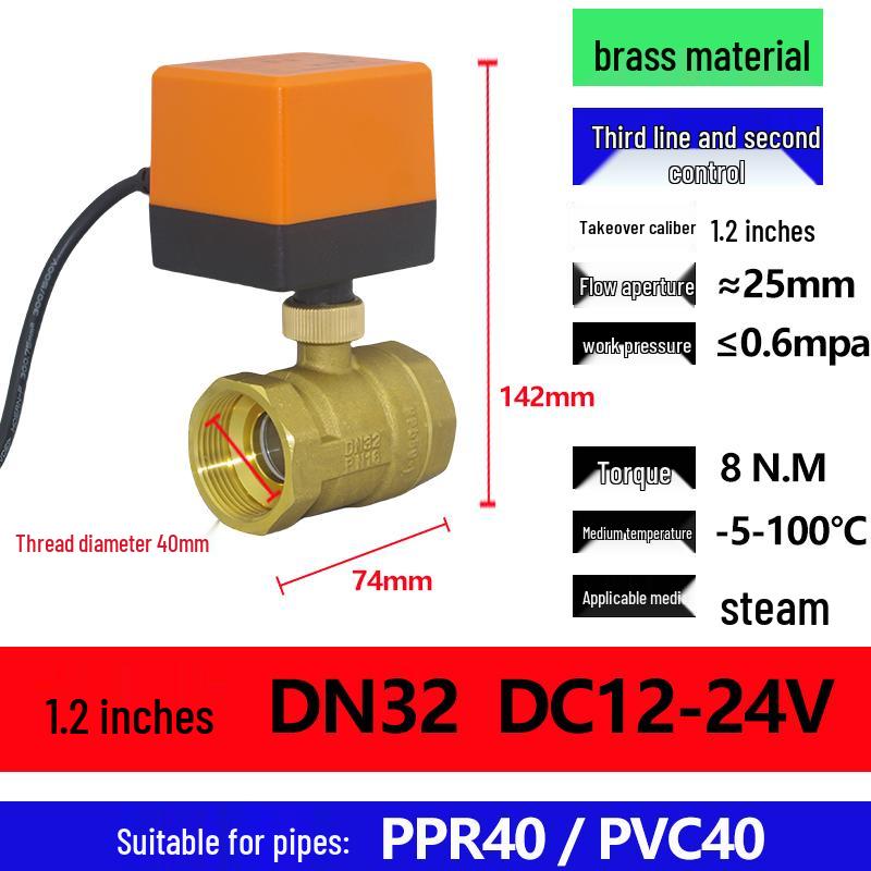 Robinet electric cu bilă plutitoare bidirecțional, 4/6 puncte, DN20/DN25, DC24V/12V