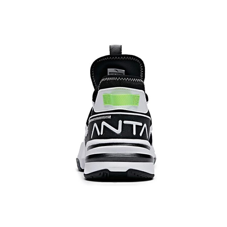 New Anta Frivolous Series Cushioning Wear Resistant Mid Top Basketball Shoes Men's Black White 112021609-3