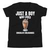 Nur ein Junge, der Schokoladenmilchshakes liebt Dessertliebhaber Jugend T-Shirt