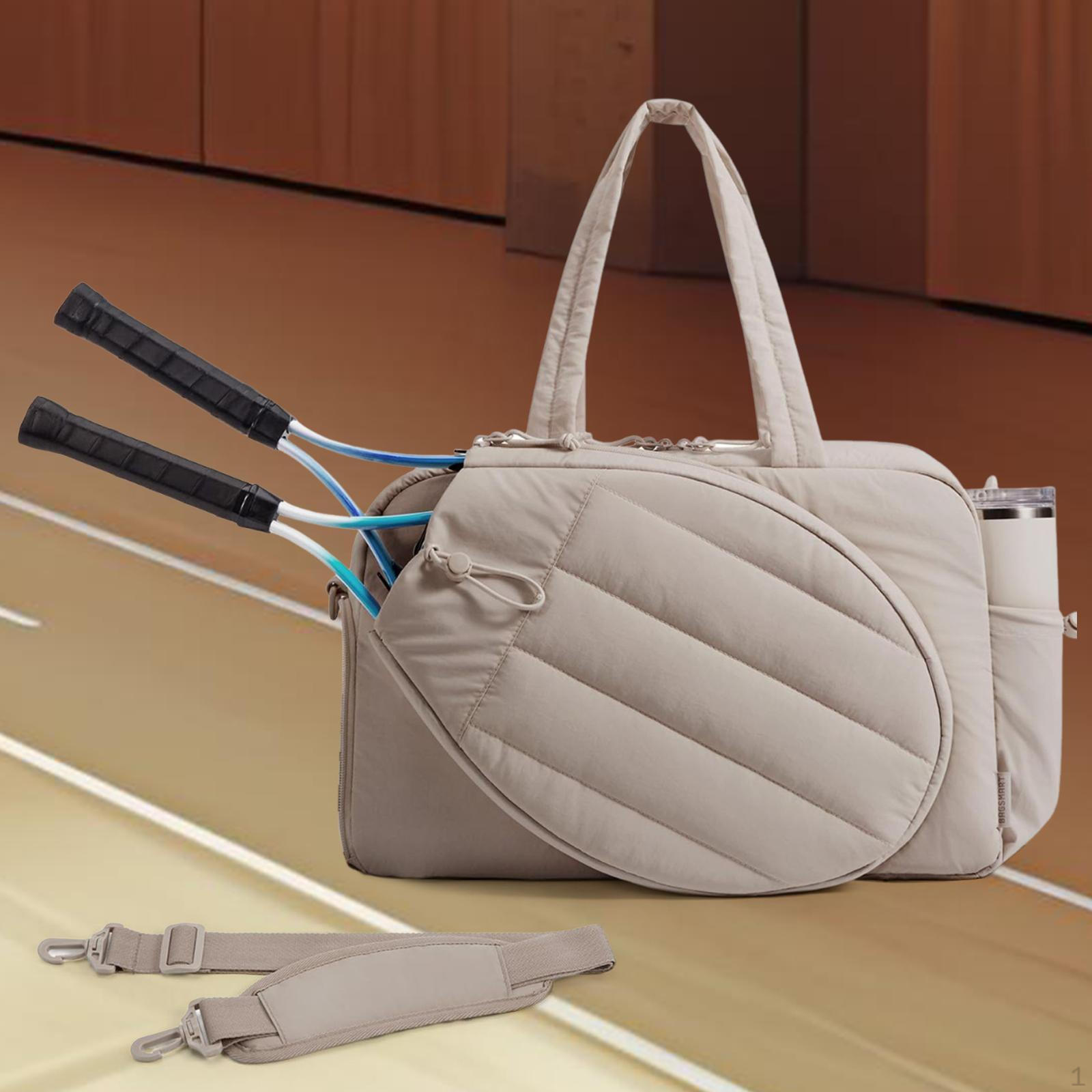 

Теннисная сумка для женщин Ракетка с боковыми карманами Падл Водонепроницаемая Вмещает 2 ракетки Легкая коричневый