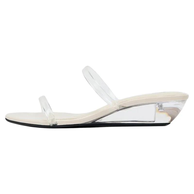 Fashion Summer Sexy Open Toe Wedge Slippers Women Elegant Transparent PVC Narrow Band Designer Shoes Fashion Comfortable Slide Sandals