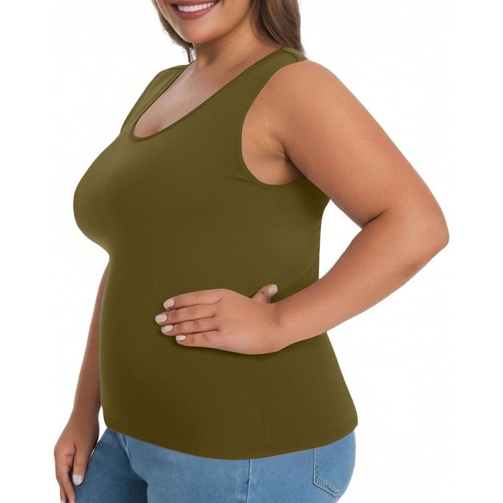 Plus Size Women's Camisole With Bottom And Chest Pad, Sexy Oversized Underwear With Chest Pad