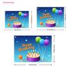 2D Birthday Cake Balloon Backdrop 2D Confetti Star Photo Background for Themed Shoot