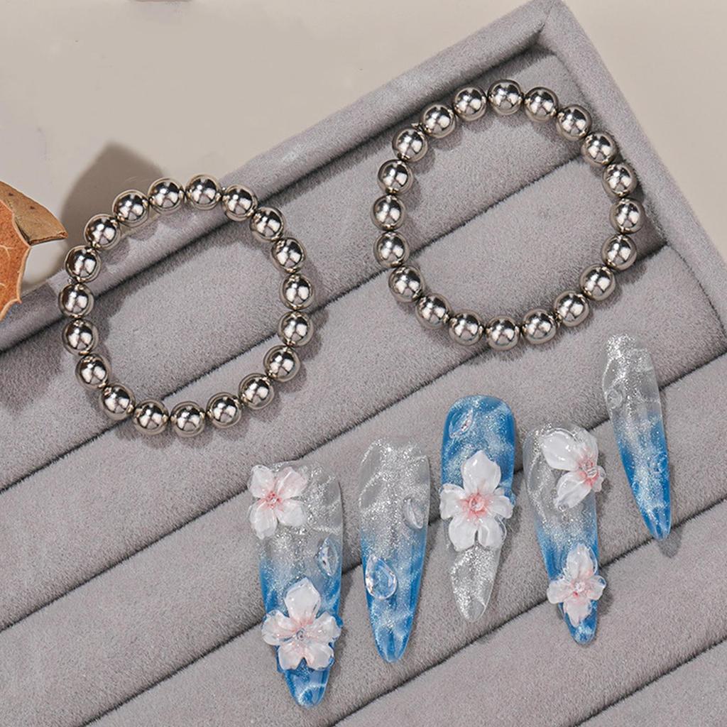 20pcs Water Ripples Cat Eyes Magnet Beads Ocean Style Magnetic Round Ball Nail Gel Polish 3D Strip Effect Manicure Art Tools