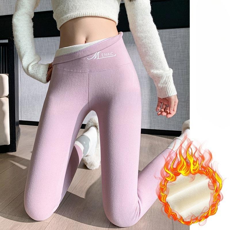 Self Heating Thermal Underwear Women Winter High Waist Tight Double Brushed Seamless Leggings Fleece Lined Thick Warm Pants