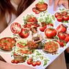 17 Stück DIY Scrapbooking Handbemalte Aquarell Retro Tomatenfarm Aufkleber Album Tagesplaner Etikett Schreibwaren Vintage