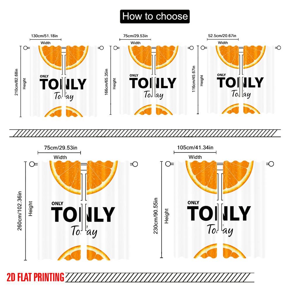 2pcs 2D flat printing Drapes Orange Slice Fabric Without Electricity Festive Curtains for Holiday Home Decor & Gifts