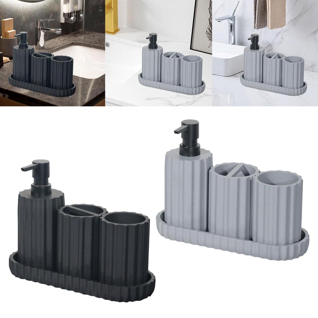 4x Bathroom Accessories Decorative Housewarming Gift Modern Soap Dispenser Toothbrush Holder for Vanity Bathroom Countertop