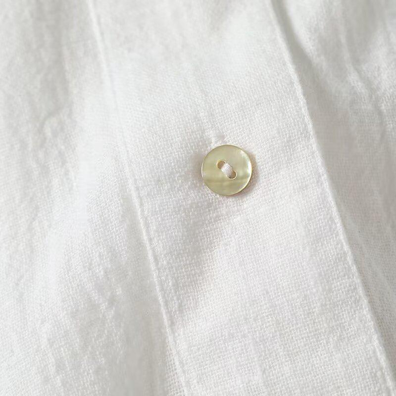 2025 Spring Women's Zen Linen White Long Sleeve Shirt
