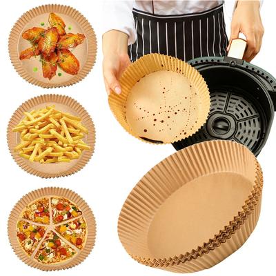 50pcs Air Fryer Paper Liners Non-Stick Baking Sheets Kitchen Barbecue Baking Cooking Roasting Tool Air Fryer Accessories XJM