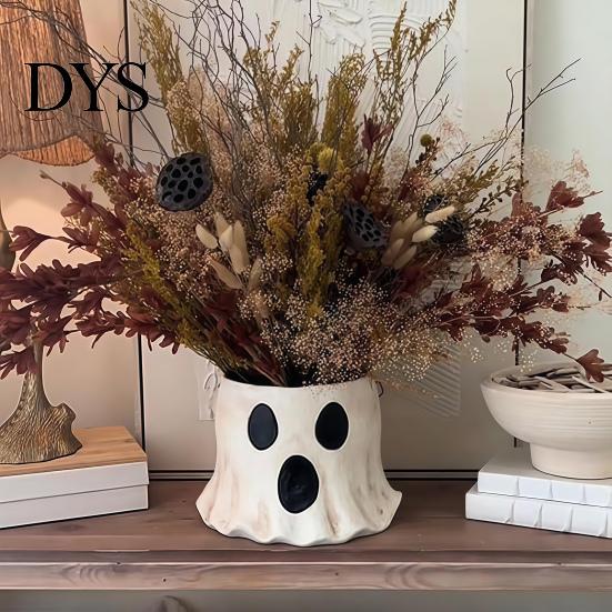 Kindergarten Party Supplies Ghost Candy Bucket Decor, Halloween Planter Vase Cute Holiday Decorative Prop for Home Bucket, Bowl Indoor Outdoor Display