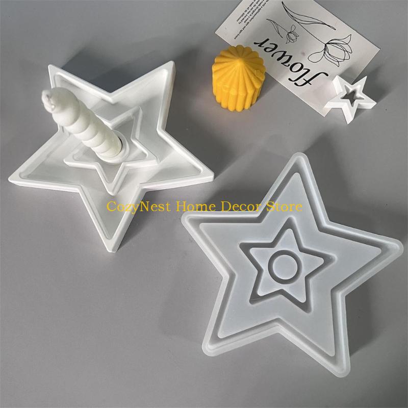 92MF Professional Silicone Star Shape Casting Molds For Crafting Candlestick Candle Holders Bases With Dried Flower Glitters