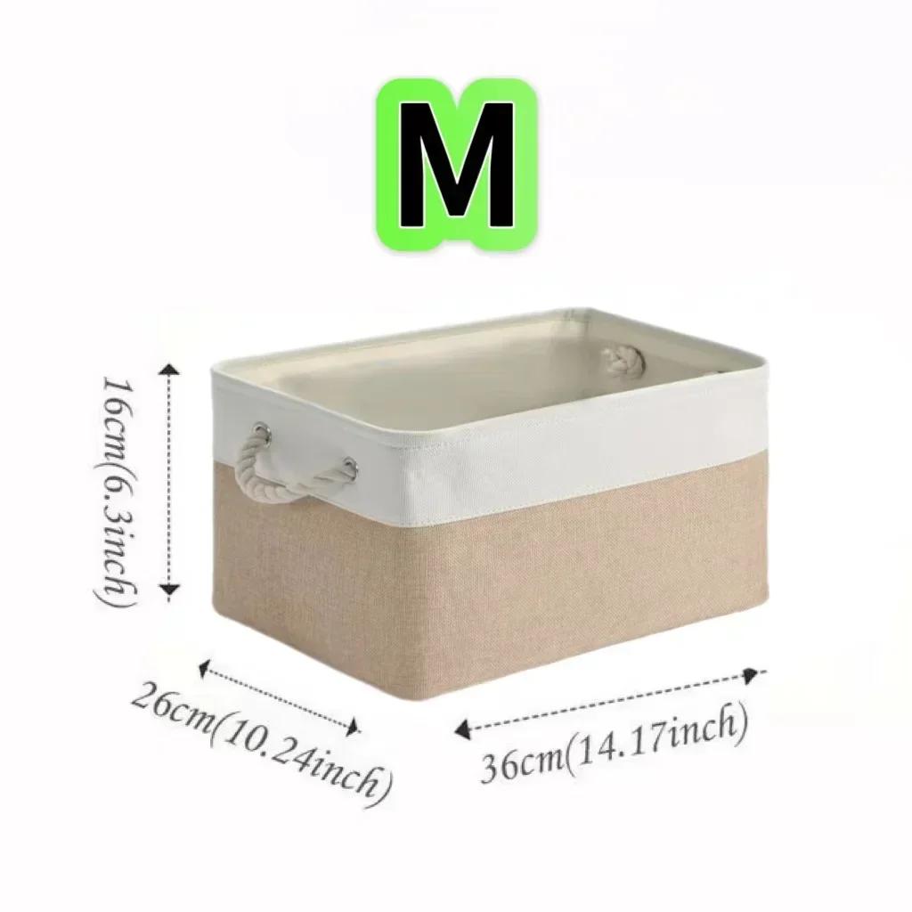 Foldable Storage Bins with Sturdy Cotton Handles Fabric Sundries Storage Basket for Home/Children's Toys/Wardrobe/Storage Basket