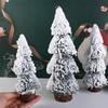 Handmade Flocked Cedar Tree Tower Shaped Mini Christmas Tree Elegant Mini Snow Pine Tree  New Year