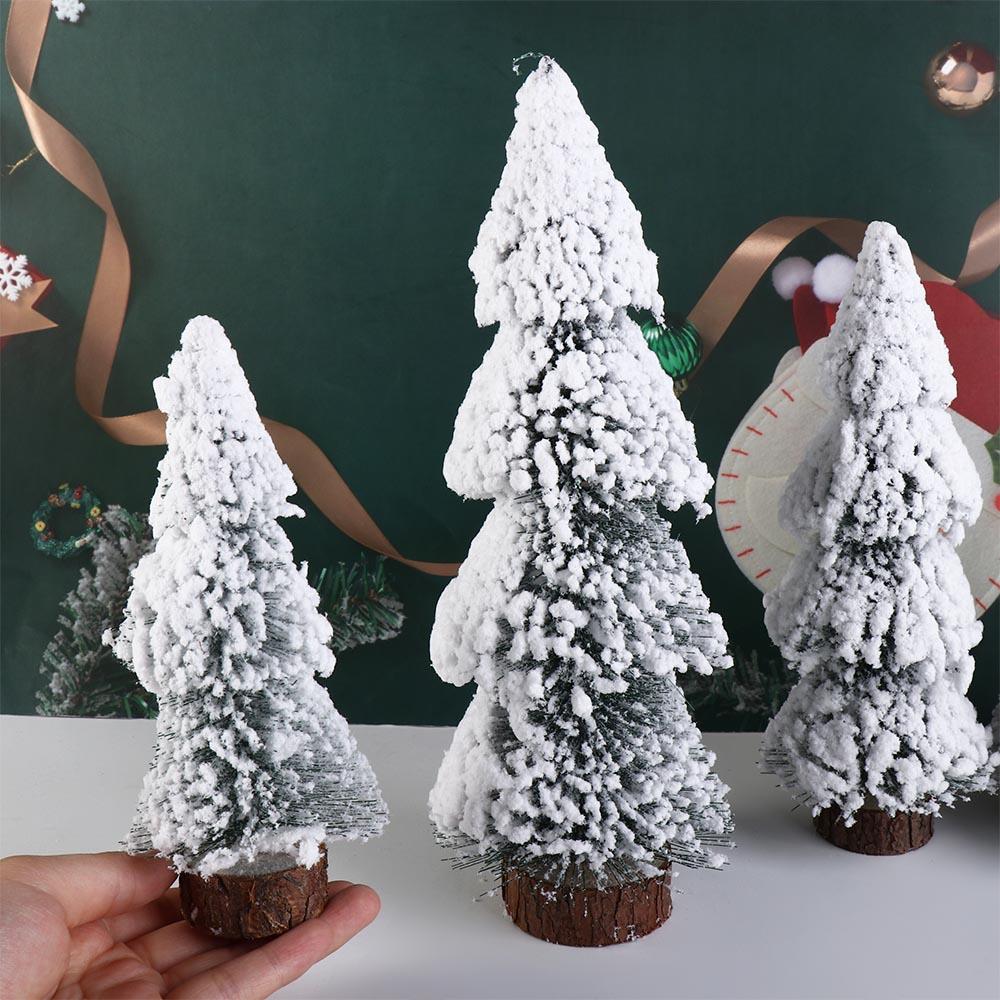 Handmade Flocked Cedar Tree Tower Shaped Mini Christmas Tree Elegant Mini Snow Pine Tree New Year