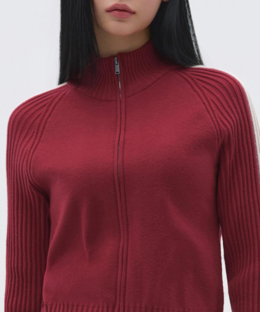 MUSINSA STANDARD WOMAN Women'S Track Knit Zip-Up [Red]