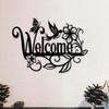 Stainless Steel Welcome Wall Art Floral Hummingbird Decor Outdoor Garden Wedding Gift