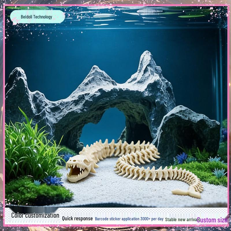 Realistic 3D Dinosaur Skeleton Aquarium Ornament - Plesiosaur Model Art Toy