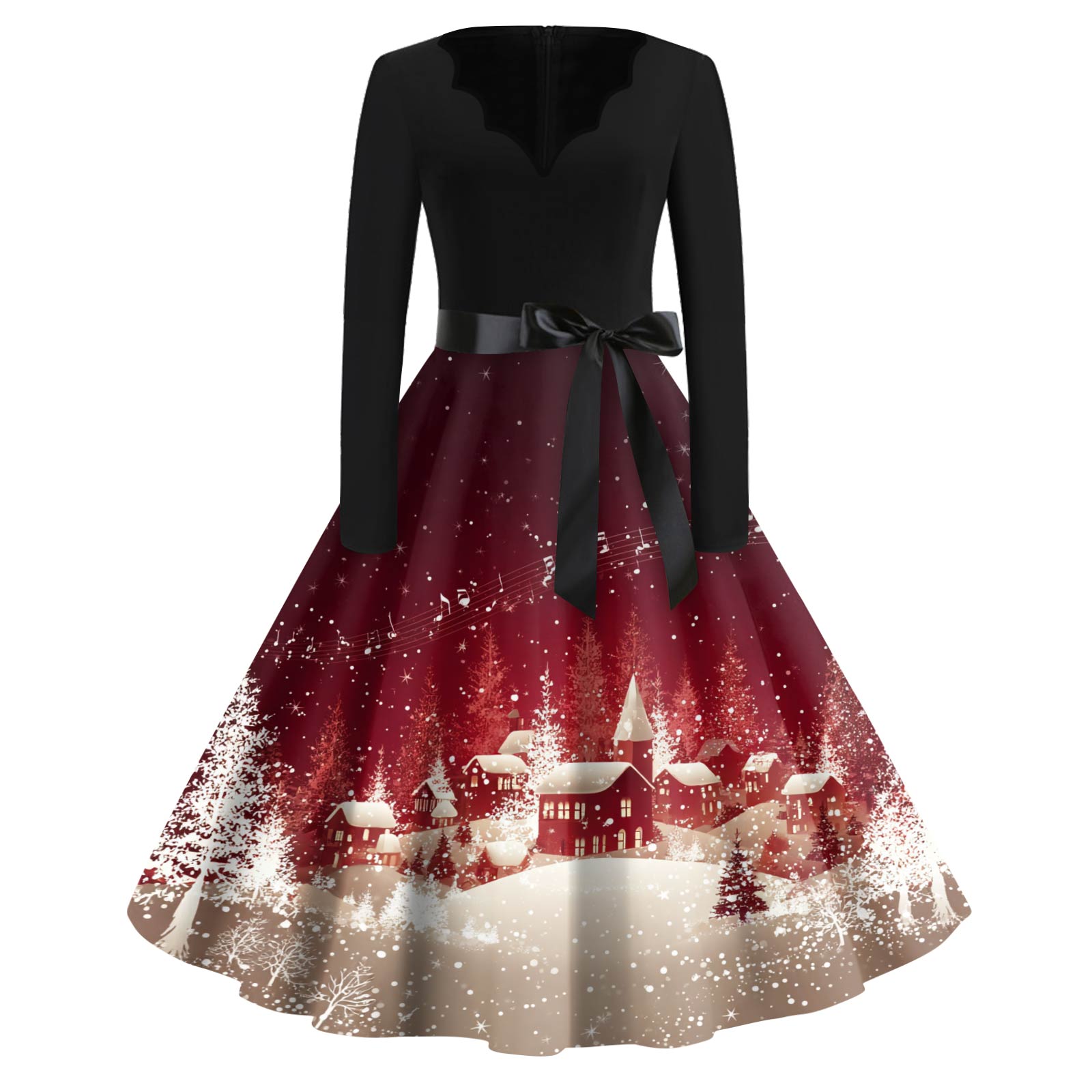 

Женское модное платье с V-образным вырезом, свободного кроя, с рождественским принтом и длинными рукавами XXXL золотой