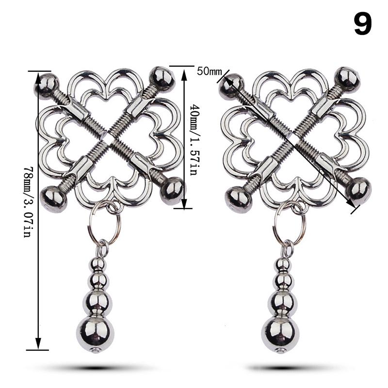 2 Pcs Adjustable Metal Breast Spring Clamps for Couples Bondage Adult Game Nipple Stimulator Role-Playing Restraint Accessories