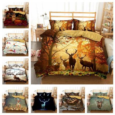 3D Animal Deer Bedding Set Quilt Cover and Pillowcase Single Double Queen King