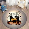 Halloween Round Carpet Magic Pumpkin Demon Bat Graphic Print Rug For Living Room Table Chair Decor Non-slip Circle Floor Mats
