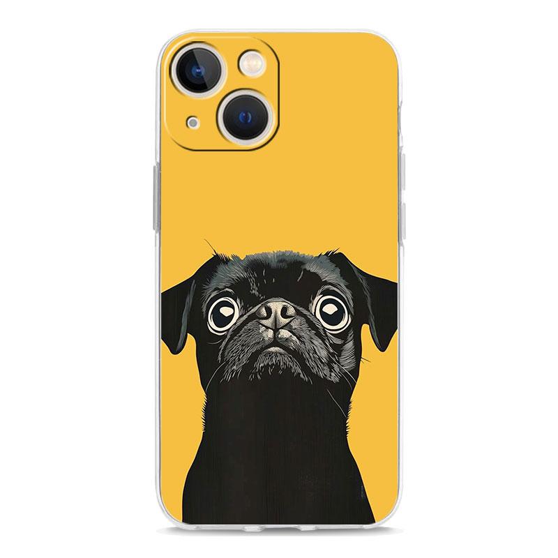 Phone Case For iPhone 17 Cases iPhone Air 16 15 12 13 14 Pro Max 7 8 Plus 16Pro iPhone11 Soft Cover Animal Pug close up
