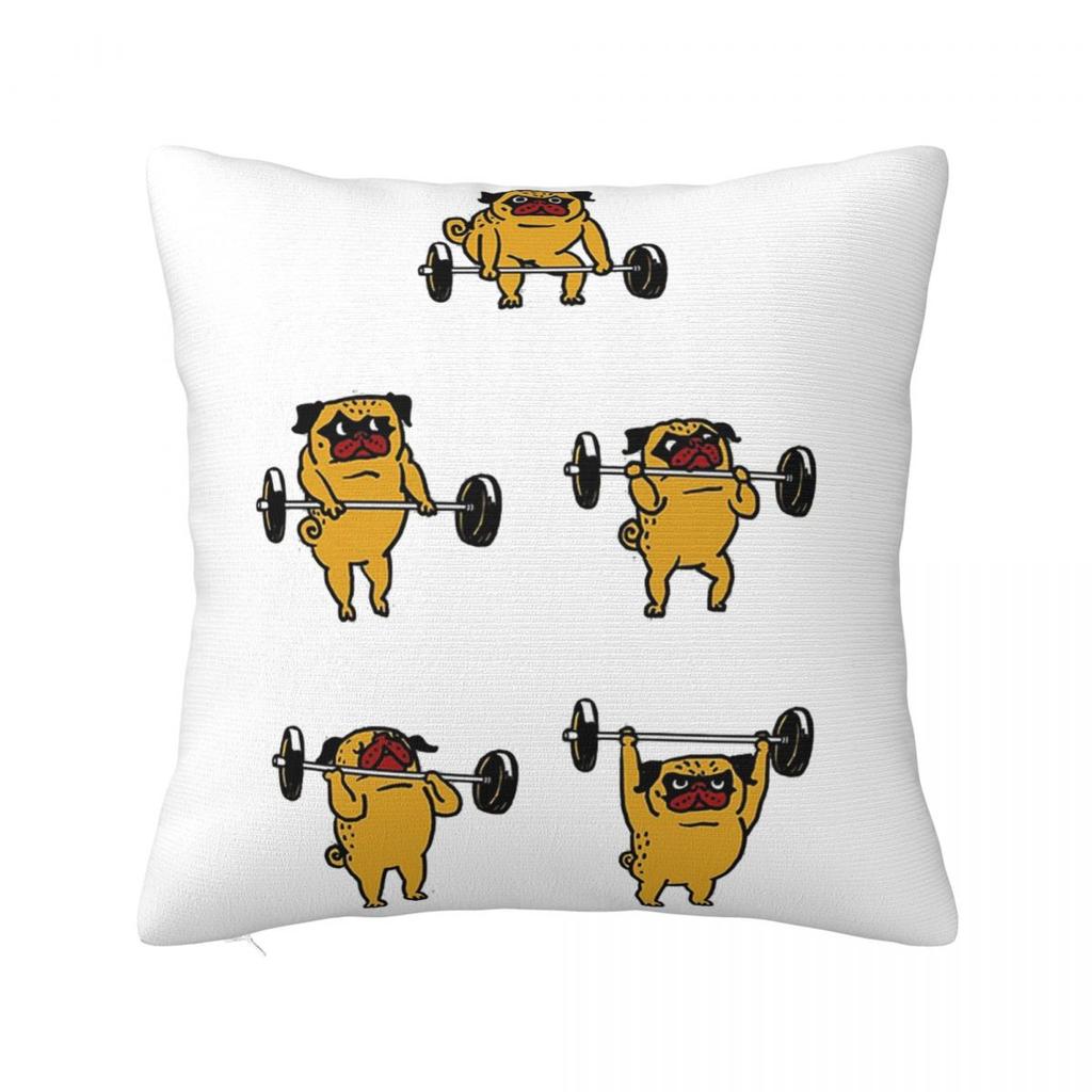 Clean And Jerks Pug Square Pillowcase Pillow Cover Polyester Cushion Zip Decorative Comfort Throw Pillow for Home Living Room