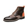 Чоловічі броги мотоциклетні повсякденні черевики до щиколотки картата прошивка індивідуальність демісезонні черевики вінгтіп плаття формальні шкіряні туфлі для смокінга весільні туфлі