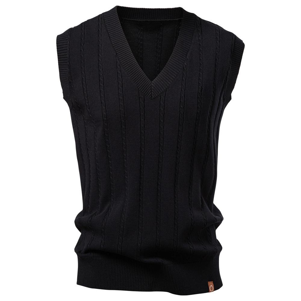 Autumn/Winter 2025 European Size V-neck Fried Dough Twists Sweater Vest for Men's Business Sweater Waistcoat
